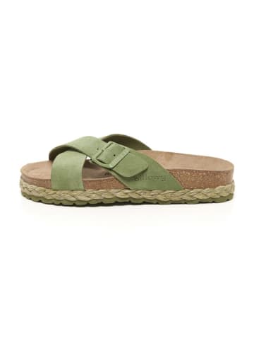 billowy Leren slippers groen