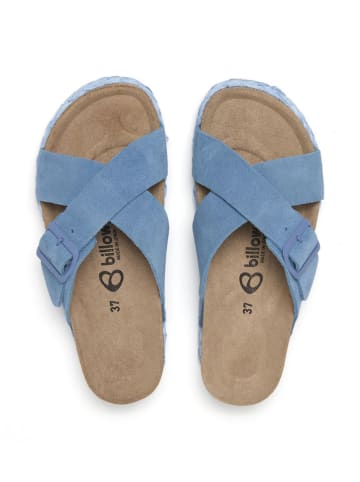 billowy Leren slippers lichtblauw