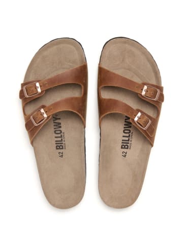 billowy Leren slippers lichtbruin