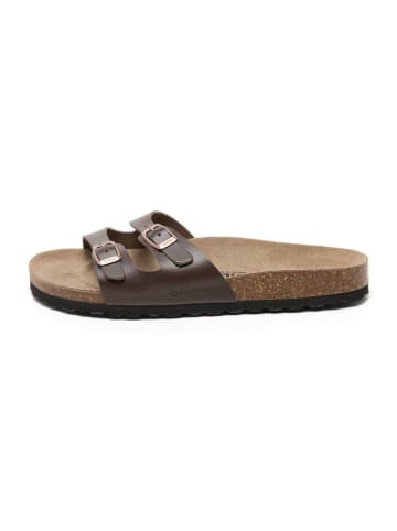 billowy Leren slippers bruin
