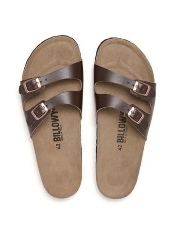 billowy Leren slippers bruin