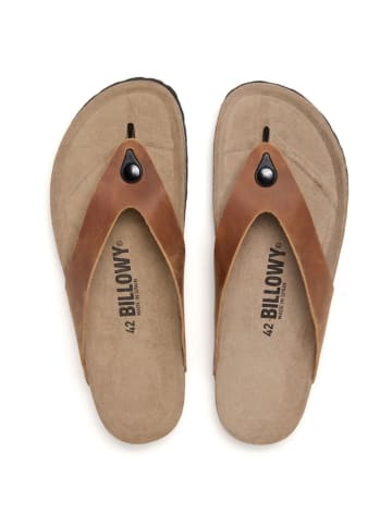 billowy Skórzane japonki w kolorze jasnobrązowym