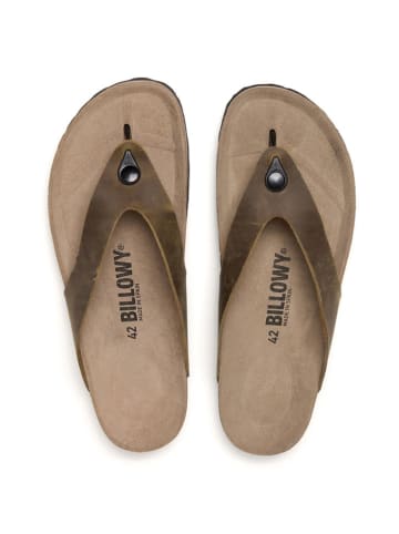 billowy Leren teenslippers bruin