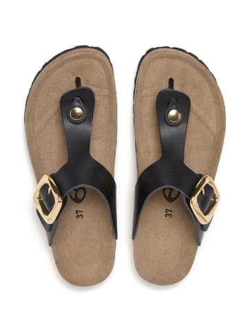 billowy Leren teenslippers zwart