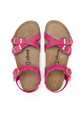 billowy Leder-Sandalen in Pink