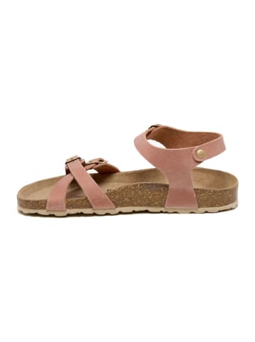 billowy Leder-Sandalen in Rosa