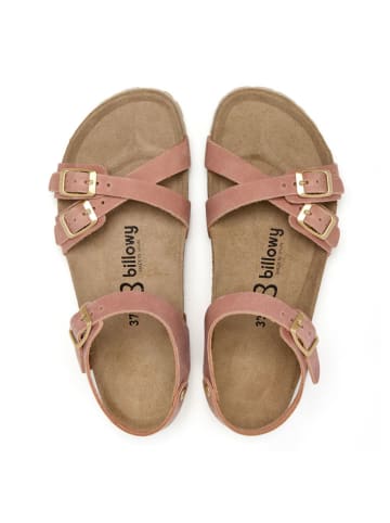 billowy Leder-Sandalen in Rosa