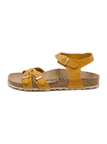 billowy Leder-Sandalen in Gelb