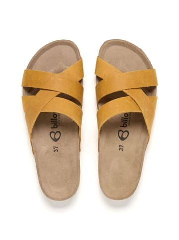 billowy Leren slippers geel