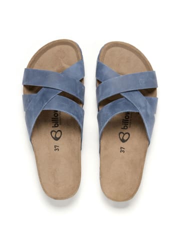 billowy Leder-Pantoletten in Blau