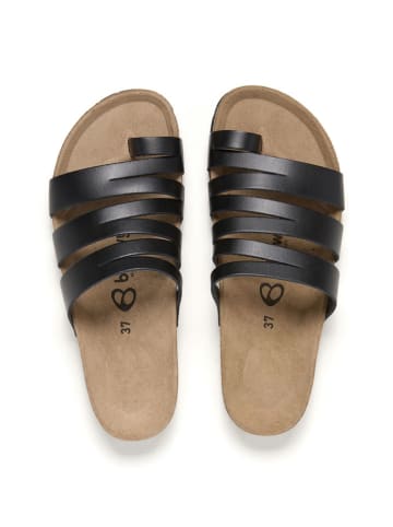 billowy Leren teenslippers zwart