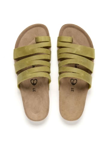 billowy Leren teenslippers groen