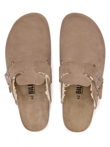 billowy Leder-Clogs in Braun
