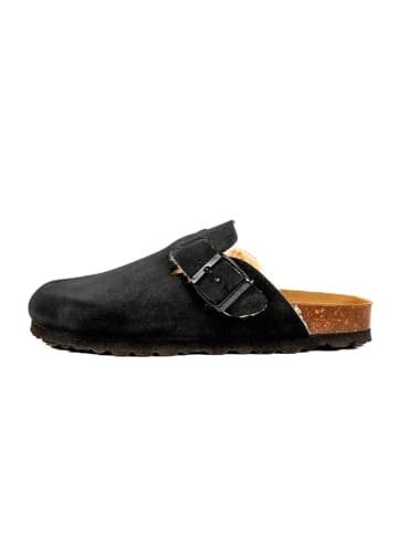 billowy Leder-Clogs in Schwarz
