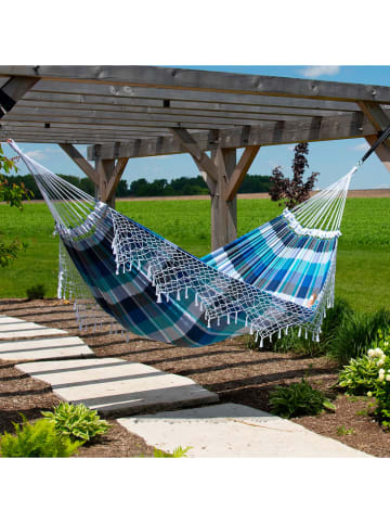 Vivereeurope Podwójny hamak w kolorze niebiesko-granatowym - 385 x 165 cm