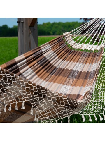 Vivereeurope Podwójny hamak w kolorze brązowo-jasnobrązowym - 385 x 165 cm