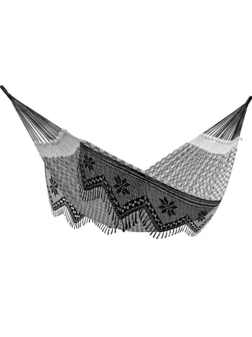 Vivereeurope Podwójny hamak w kolorze biało-czarnym - 385 x 170 cm