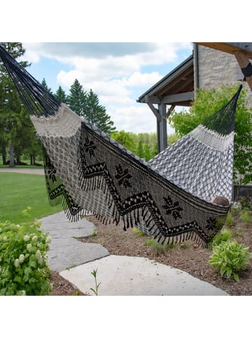 Vivereeurope Dubbele hangmat wit/zwart - (L)385 x (B)170 cm