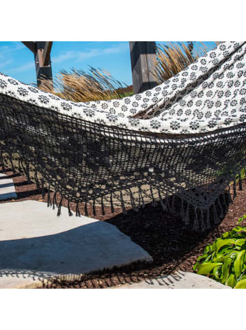 Vivereeurope Podwójny hamak w kolorze biało-czarnym - 385 x 170 cm