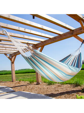 Vivereeurope Podwójny hamak w kolorze beżowo-brązowo-niebieskim - 366 x 137 cm