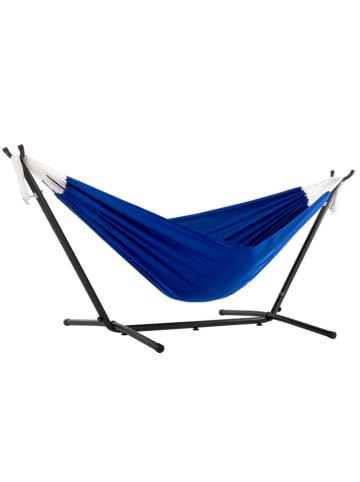 Vivereeurope Hangmat met frame blauw/antraciet - (B)250 x (H)104 x (D)109 cm