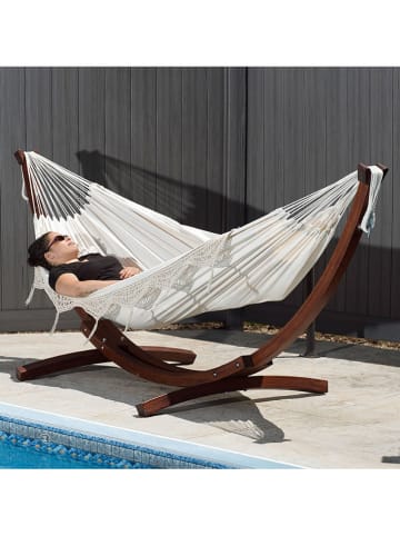 Vivereeurope Hamak ze stelażem w kolorze różowo-antracytowym - 250 x 104 x 109 cm