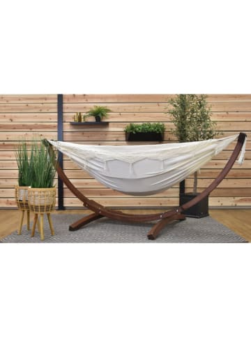 Vivereeurope Hamak ze stelażem w kolorze brązowo-kremowym - 259 x 104 x 119 cm