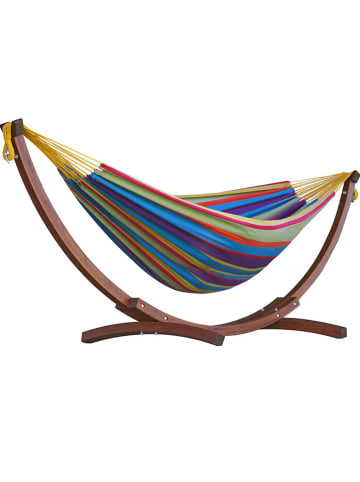 Vivereeurope Hamak ze stelażem w kolorze brązowym ze wzorem - 259 x 104 x 119 cm