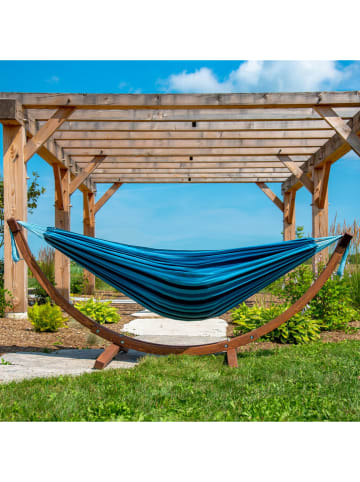 Vivereeurope Hamak ze stelażem w kolorze brązowo-niebieskim - 259 x 104 x 119 cm