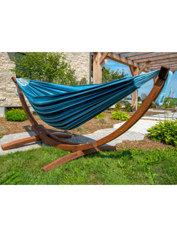 Vivereeurope Hamak ze stelażem w kolorze brązowo-niebieskim - 259 x 104 x 119 cm