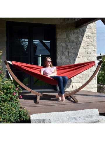 Vivereeurope Hängematte mit Gestell in Rot/ Braun - (B)260 x (H)104 x (T)119 cm