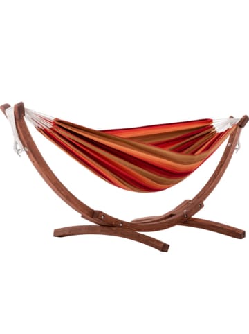 Vivereeurope Hangmat met frame oranje/rood/bruin - (B)260 x (H)104 x (D)119 cm