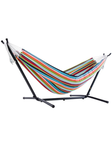 Vivereeurope Hamak ze stelażem w kolorze antracytowym ze wzorem - 250 x 104 x 109 cm