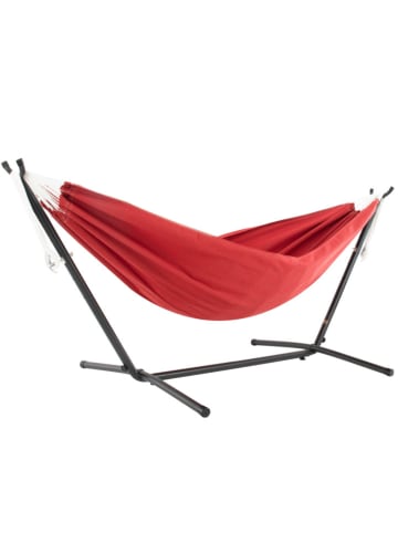 Vivereeurope Hangmat met frame antraciet/rood - (B)250 x (H)104 x (D)109 cm