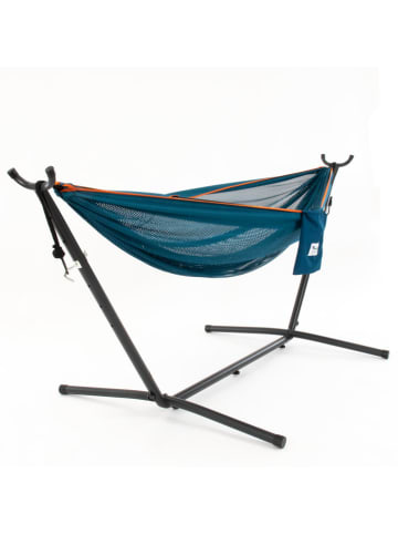 Vivereeurope Hangmat met frame antraciet/blauw - (B)280 x (H)109 x (D)119 cm