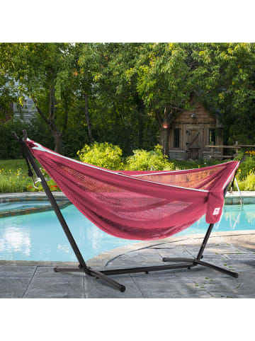 Vivereeurope Hamak ze stelażem w kolorze różowo-antracytowym - 280 x 109 x 119 cm