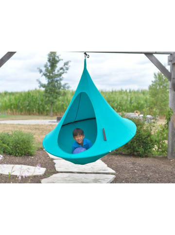 Vivereeurope Podwójny fotel wiszący "Cacoon" w kolorze turkusowym - wys. 180 x Ø 180 cm