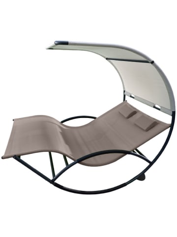 Vivereeurope Dubbele schommelstoel ''Chaise Rocker'' taupe - (B)137 x (H)160 x (D)155 cm