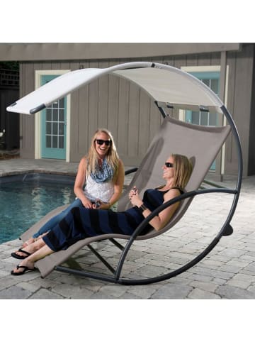 Vivereeurope Podwójny leżak bujany w kolorze szarobrązowym - 137 x 160 x 155 cm