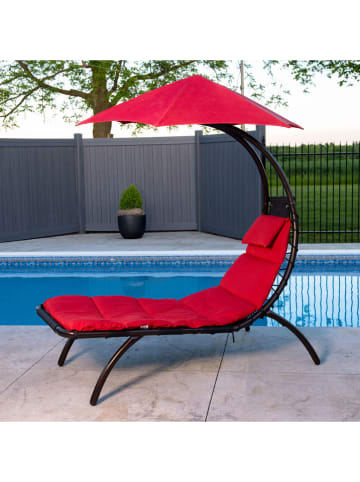 Vivereeurope Gartenliege ''Dream Lounger'' in Anthrazit/ Rot - (B)74 x (H)173 x (T)183 cm