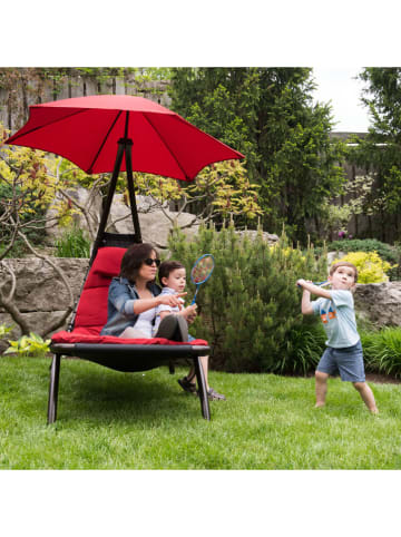 Vivereeurope Tuinligstoel ''Dream Lounger'' antraciet/rood - (B)74 x (H)173 x (D)183 cm