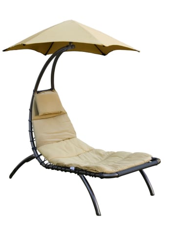 Vivereeurope Gartenliege ''Dream Lounger'' in Anthrazit/ Beige - (B)74 x (H)173 x (T)183 cm