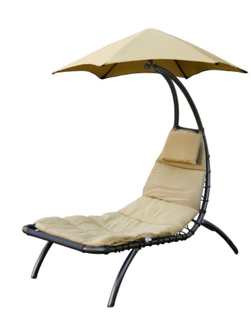 Vivereeurope Tuinligstoel ''Dream Lounger'' antraciet/beige - (B)74 x (H)173 x (D)183 cm