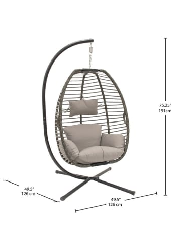 Vivereeurope Hängesessel mit Gestell in Beige - (H)191 x Ø 126 cm