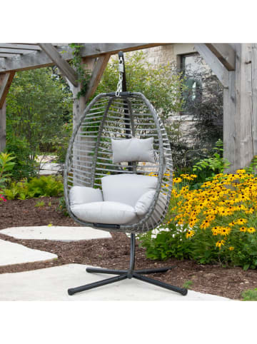 Vivereeurope Fotel wiszący ze stelażem w kolorze beżowym - wys. 191 x Ø 126 cm