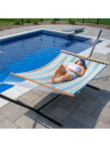 Vivereeurope Podwójny hamak w kolorze beżowo-niebieskim - 366 x 135 cm