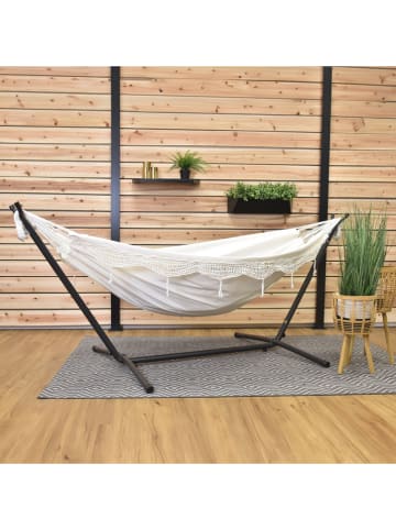 Vivereeurope Hangmat met frame antraciet/crème - (B)250 x (H)104 x (D)109 cm