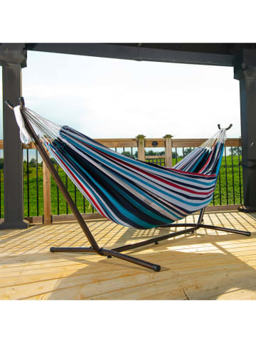 Vivereeurope Hamak ze stelażem w kolorze antracytowym ze wzorem - 250 x 104 x 109 cm