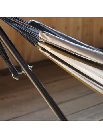 Vivereeurope Hangmat met frame antraciet/beige/grijs - (B)250 x (H)104 x (D)109 cm