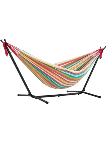 Vivereeurope Hamak ze stelażem w kolorze antracytowym ze wzorem - 250 x 104 x 109 cm